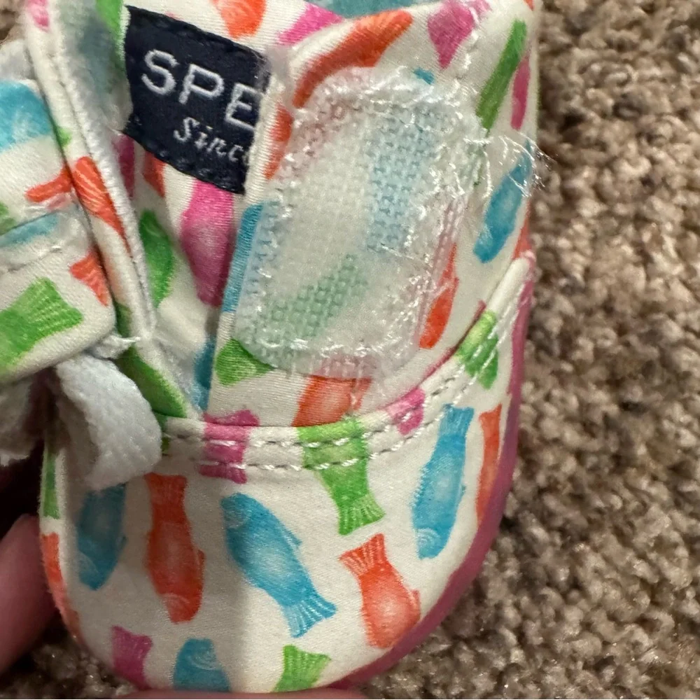 Sperry Top-Sider Baby Boat Shoes Candy Fish Print Size 1M